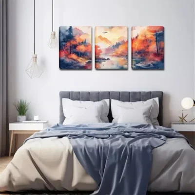 3pcs Mountain Stream Wall Art Set Canvas Framed 40x60cm - High Quality Print 100% Australian Made Wall Canvas Ready to Hang