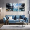 3pcs Small Streams In The Mountains Wall Art Set Canvas Framed 40x60cm - High Quality Print 100% Australian Made Wall Canvas Ready to Hang