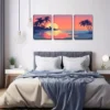 3pcs Romantic Palm Trees & Ocean View Wall Art Set Canvas Framed 40x60cm - High Quality Print 100% Australian Made Wall Canvas Ready to Hang