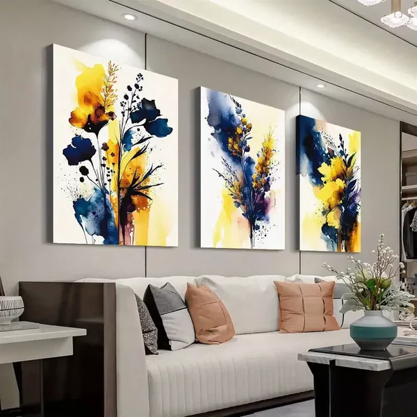 3pcs Abstract Flower Art Canvas Framed 50x70cm- High Quality Print 100% Australian Made Wall Canvas Ready to Hang