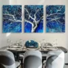 3pcs Blue Tree White Branches Canvas Framed 50x70cm- High Quality Print 100% Australian Made Wall Canvas Ready to Hang