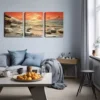 3pcs Refreshing, Seaside Stone, Red Sky Wall Art Set Canvas Framed 40x60cm - High Quality Print 100% Australian Made Wall Canvas Ready to Hang