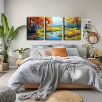 3pcs Tranquil Stream, Hot,, Wall Art Set Canvas Framed 40x60cm - High Quality Print 100% Australian Made Wall Canvas Ready to Hang