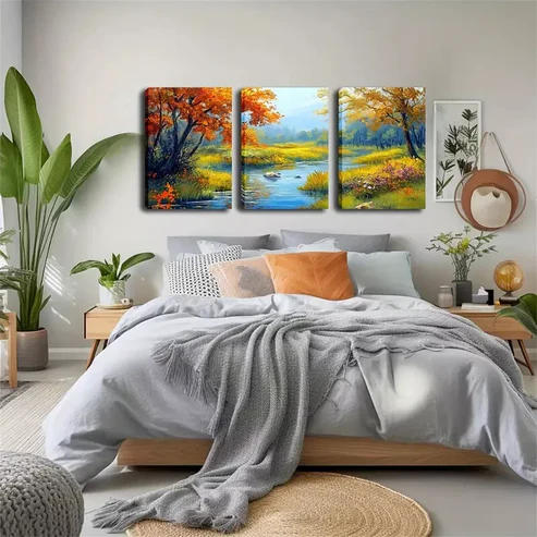 3pcs Tranquil Stream, Hot,, Wall Art Set Canvas Framed 40x60cm – High Quality Print 100% Australian Made Wall Canvas Ready to Hang