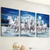 3pcs Symbolizing Success Galloping Horse, Wishes Wall Art Set Canvas Framed 40x60cm - High Quality Print 100% Australian Made Wall Canvas Ready to Hang