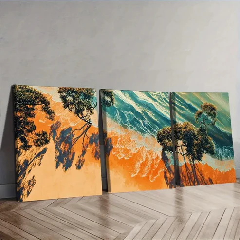 3pcs Aerial view of the sand Wall Art Set Canvas Framed 40x60cm – High Quality Print 100% Australian Made Wall Canvas Ready to Hang
