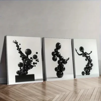 3pcs Many floating spheres Human Shape Wall Art Set Canvas Framed 40x60cm - High Quality Print 100% Australian Made Wall Canvas Ready to Hang
