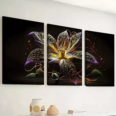 3pcs Simple fantasy Elegant flower paintings Wall Art Set Canvas Framed 40x60cm – High Quality Print 100% Australian Made Wall Canvas Ready to Hang