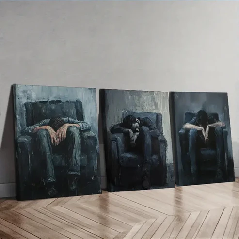 3pcs Decadent Man Trio Modern Black & White Wall Art Set Canvas Framed 40x60cm – High Quality Print 100% Australian Made Wall Canvas Ready to Hang