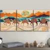 3pcs Painting A caravan of camels Wall Art Set Canvas Framed 40x60cm - High Quality Print 100% Australian Made Wall Canvas Ready to Hang - Image 3
