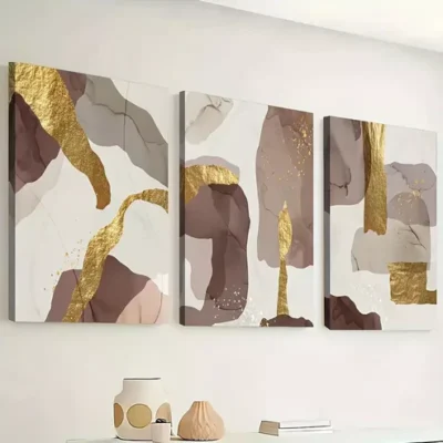 3pcs Abstract Print in a Light Luxury Style Wall Art Set Canvas Framed 40x60cm - High Quality Print 100% Australian Made Wall Canvas Ready to Hang