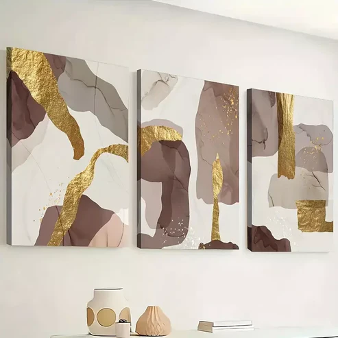 3pcs Abstract Print in a Light Luxury Style Wall Art Set Canvas Framed 40x60cm – High Quality Print 100% Australian Made Wall Canvas Ready to Hang