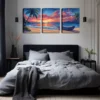 3pcs Vibrant Beach Scene with Palm Trees, Wall Art Set Canvas Framed 40x60cm - High Quality Print 100% Australian Made Wall Canvas Ready to Hang - Image 2