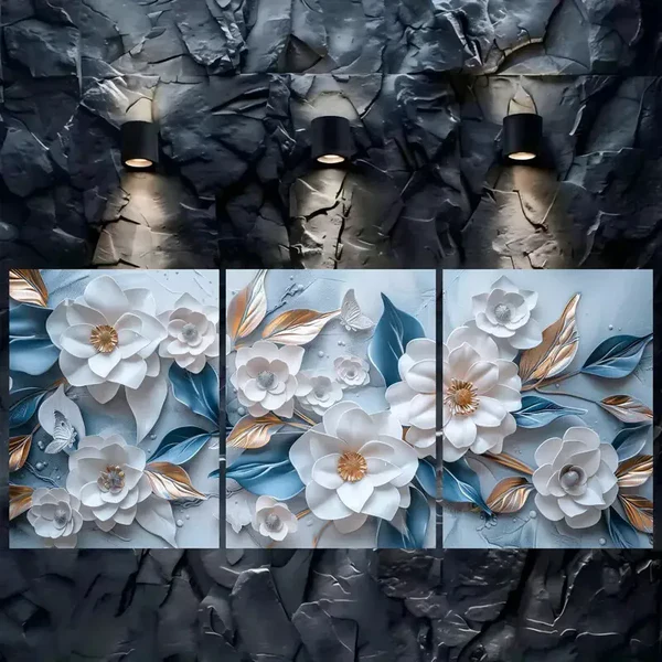 3pcs Floral Canvas Framed 50x70cm- High Quality Print 100% Australian Made Wall Canvas Ready to Hang