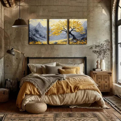 3pcs Rustic Mountain Landscape Triptych Wall Art Set Canvas Framed 40x60cm - High Quality Print 100% Australian Made Wall Canvas Ready to Hang