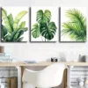 3pcs Tropical Leaf Spring and Summer Themes Wall Art Set Canvas Framed 40x60cm - High Quality Print 100% Australian Made Wall Canvas Ready to Hang - Image 2