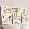 3pcs Minimalist Line Drawings of Human Faces Wall Art Set Canvas Framed 50x70cm - High Quality Print 100% Australian Made Wall Canvas Ready to Hang