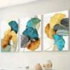 3pcs Abstract Ginkgo Leaf Canvas Framed 50x70cm- High Quality Print 100% Australian Made Wall Canvas Ready to Hang - Image 3