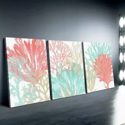 3pcs Colorful Corals Watercolor Canvas Framed 50x70cm- High Quality Print 100% Australian Made Wall Canvas Ready to Hang