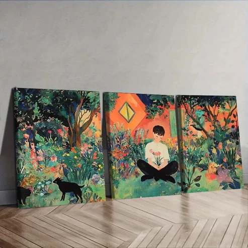 3pcs Jungle-Themed Prints Vibrant Floral Wall Art Set Canvas Framed 40x60cm – High Quality Print 100% Australian Made Wall Canvas Ready to Hang