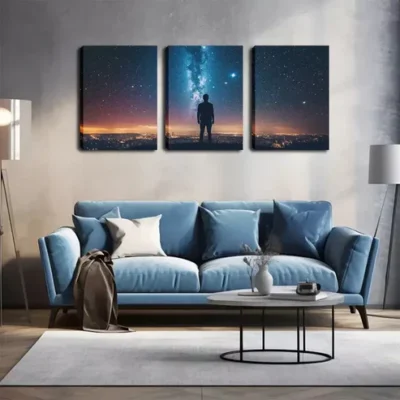 3pcs Man And for Galaxy Wall Art Set Canvas Framed 40x60cm - High Quality Print 100% Australian Made Wall Canvas Ready to Hang