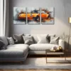 3pcs Vibrant Orange Sports Car Triptych Wall Art Set Canvas Framed 40x60cm - High Quality Print 100% Australian Made Wall Canvas Ready to Hang - Image 3