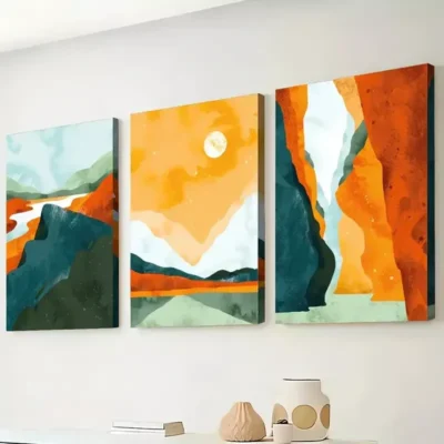 3pcs Abstract Scandinavian And Bohemian Nature Art Canvas Framed 50x70cm- High Quality Print 100% Australian Made Wall Canvas Ready to Hang