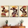 3pcs Vibrant Color African Women's painting Wall Art Set Canvas Framed 40x60cm - High Quality Print 100% Australian Made Wall Canvas Ready to Hang - Image 2