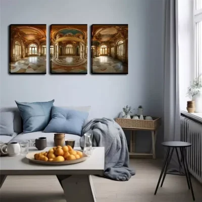 3pcs Modern Castle Building Wall Art Set Canvas Framed 40x60cm - High Quality Print 100% Australian Made Wall Canvas Ready to Hang