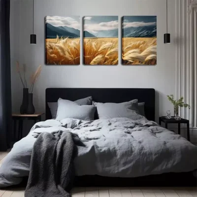 3pcs Good Luck Products, Autumn Weeds Wall Art Set Canvas Framed 40x60cm - High Quality Print 100% Australian Made Wall Canvas Ready to Hang