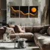 3pcs Abstract Moon, Mountain Wall Art Set Canvas Framed 40x60cm - High Quality Print 100% Australian Made Wall Canvas Ready to Hang - Image 2
