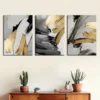 3pcs Featuring Golden Abstract Light Luxury Wall Art Set Canvas Framed 40x60cm - High Quality Print 100% Australian Made Wall Canvas Ready to Hang - Image 3