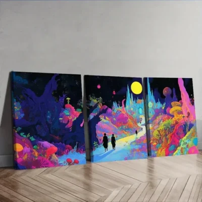 3pcs Strange Place (5) Wall Art Set Canvas Framed 50x70cm - High Quality Print 100% Australian Made Wall Canvas Ready to Hang