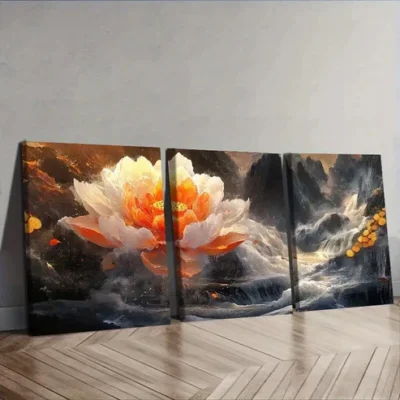 3pcs Giant peony (2) Floral Wall Art Set Canvas Framed 40x60cm - High Quality Print 100% Australian Made Wall Canvas Ready to Hang