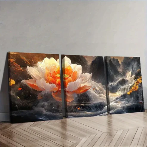 3pcs Giant peony (2) Floral Wall Art Set Canvas Framed 40x60cm – High Quality Print 100% Australian Made Wall Canvas Ready to Hang