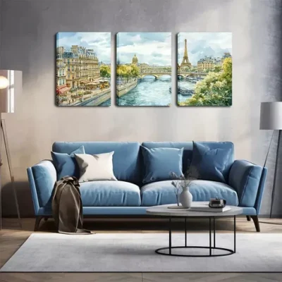 3pcs Paris Tower Below The City Scenery Wall Art Set Canvas Framed 40x60cm - High Quality Print 100% Australian Made Wall Canvas Ready to Hang