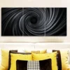 3pcs Black Hole Tunnel Design Wall Art Set Canvas Framed 40x60cm - High Quality Print 100% Australian Made Wall Canvas Ready to Hang - Image 2