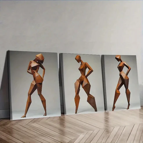 3pcs Rusty metal girl Dark Background Wall Art Set Canvas Framed 40x60cm – High Quality Print 100% Australian Made Wall Canvas Ready to Hang
