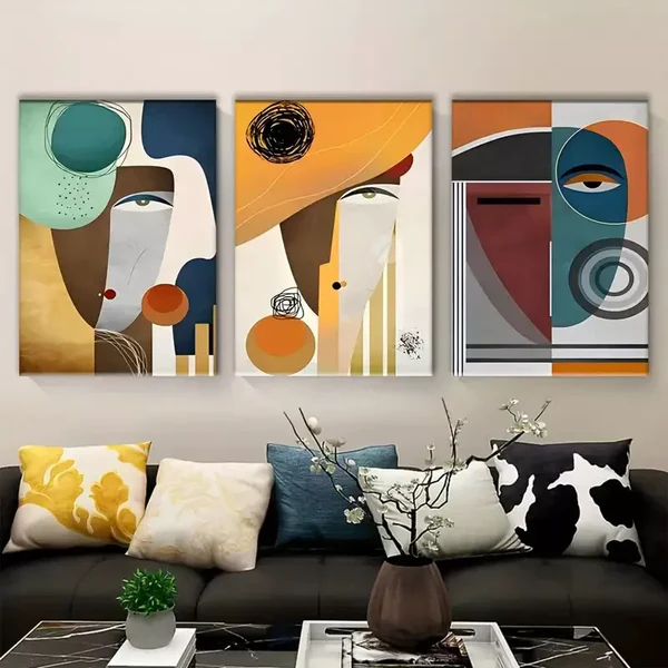 3pcs Picasso-Inspired Abstract Modern Canvas Framed 50x70cm- High Quality Print 100% Australian Made Wall Canvas Ready to Hang