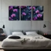 3pcs Black Pebbles & Purple Orchids Triptych Wall Art Set Canvas Framed 40x60cm - High Quality Print 100% Australian Made Wall Canvas Ready to Hang - Image 3