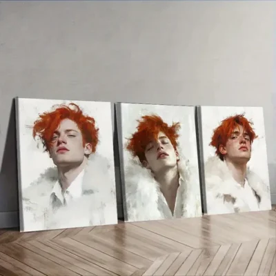 3pcs Featuring a Man with Red Hair Wall Art Set Canvas Framed 40x60cm - High Quality Print 100% Australian Made Wall Canvas Ready to Hang