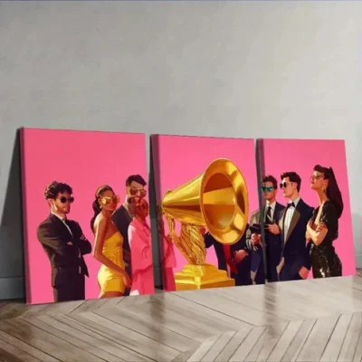 3pcs Grammy Award (2) Wall Art Set Canvas Framed 50x70cm - High Quality Print 100% Australian Made Wall Canvas Ready to Hang
