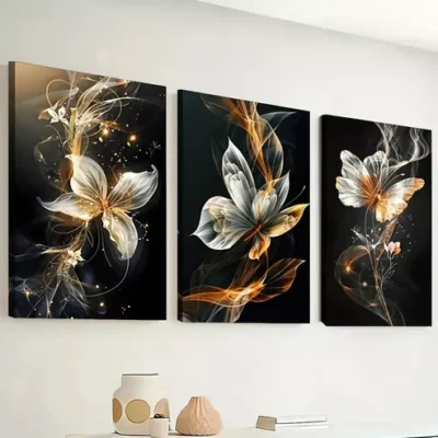 3pcs Featuring Abstract Butterfly Line Prints Wall Art Set Canvas Framed 40x60cm - High Quality Print 100% Australian Made Wall Canvas Ready to Hang