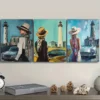 3pcs The girl by the old car (4) Wall Art Set Canvas Framed 40x60cm - High Quality Print 100% Australian Made Wall Canvas Ready to Hang - Image 3