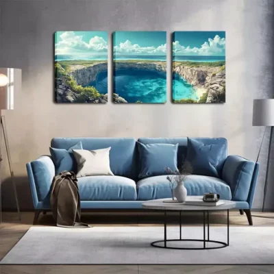 3pcs Majestic Lake & Cliffs Landscape Wall Art Set Canvas Framed 40x60cm - High Quality Print 100% Australian Made Wall Canvas Ready to Hang