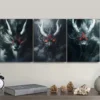 3pcs Silver Metal Dragon, Wall Art Set Canvas Framed 40x60cm - High Quality Print 100% Australian Made Wall Canvas Ready to Hang - Image 3