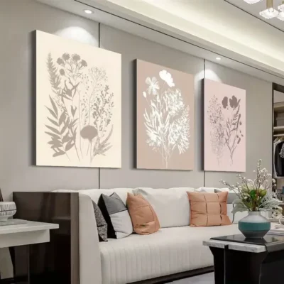 3pcs Abstract Wildflower Floral Botanical Art Canvas Framed 50x70cm- High Quality Print 100% Australian Made Wall Canvas Ready to Hang