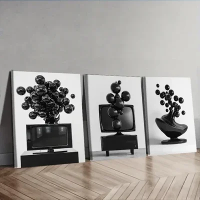 3pcs Many Floating Spheres Wall Art Set Canvas Framed 40x60cm - High Quality Print 100% Australian Made Wall Canvas Ready to Hang