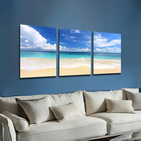 3pcs Romantic Seaside Beach Wall Art Set Canvas Framed 40x60cm – High Quality Print 100% Australian Made Wall Canvas Ready to Hang