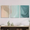 3pcs Swirling Brown & Turquoise Lines Wall Art Set Canvas Framed 40x60cm - High Quality Print 100% Australian Made Wall Canvas Ready to Hang - Image 3